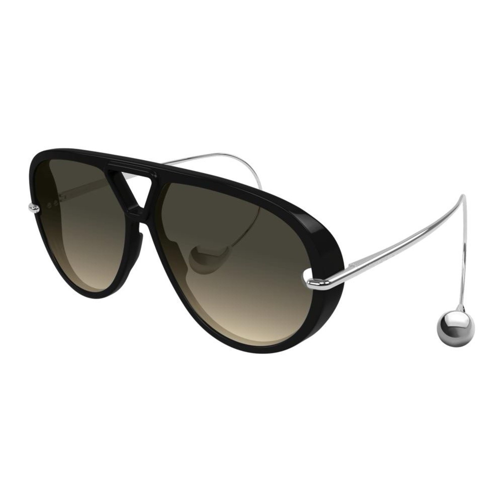BOTTEGA VENETA BV1273S 010 Black Silver Brown Grey Earrings Sunglasses AUTHENTIC