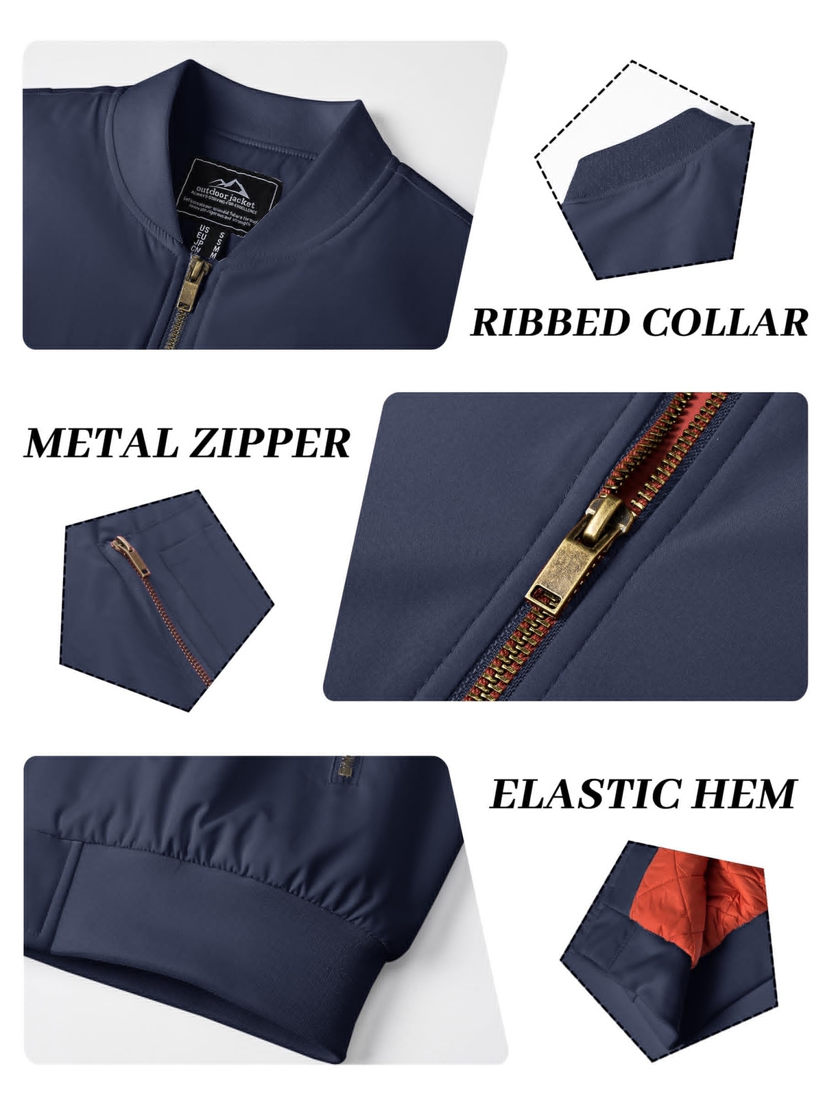 Mens Casual Windproof Bomber Jacket Full Zip Windbreaker Warm Winter Padded Coat