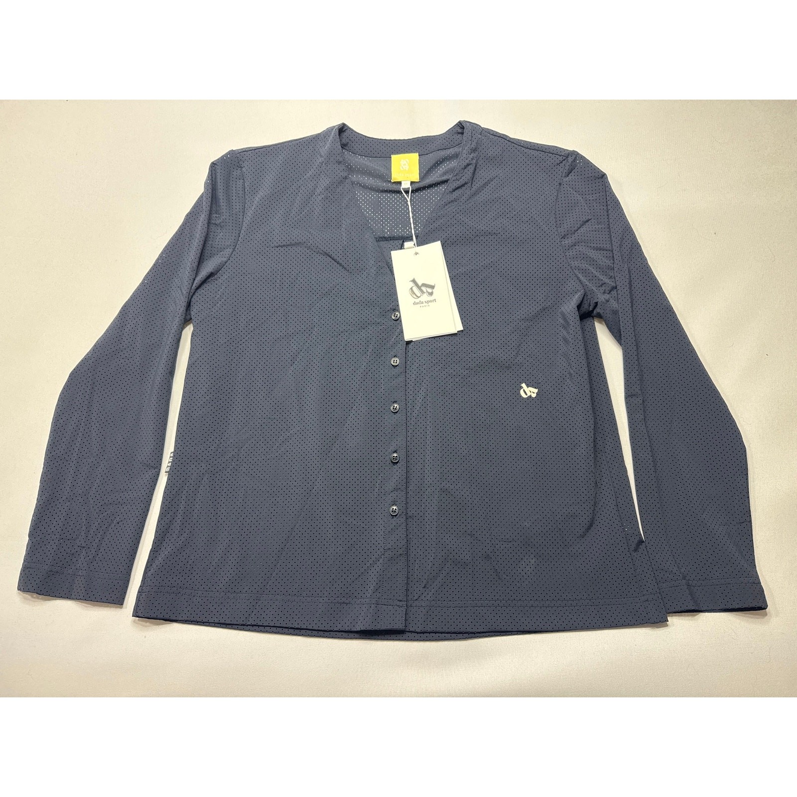 NWT Dada Sport Paris Women’s Arqana Perforated Navy Button Up Shirt – Size M