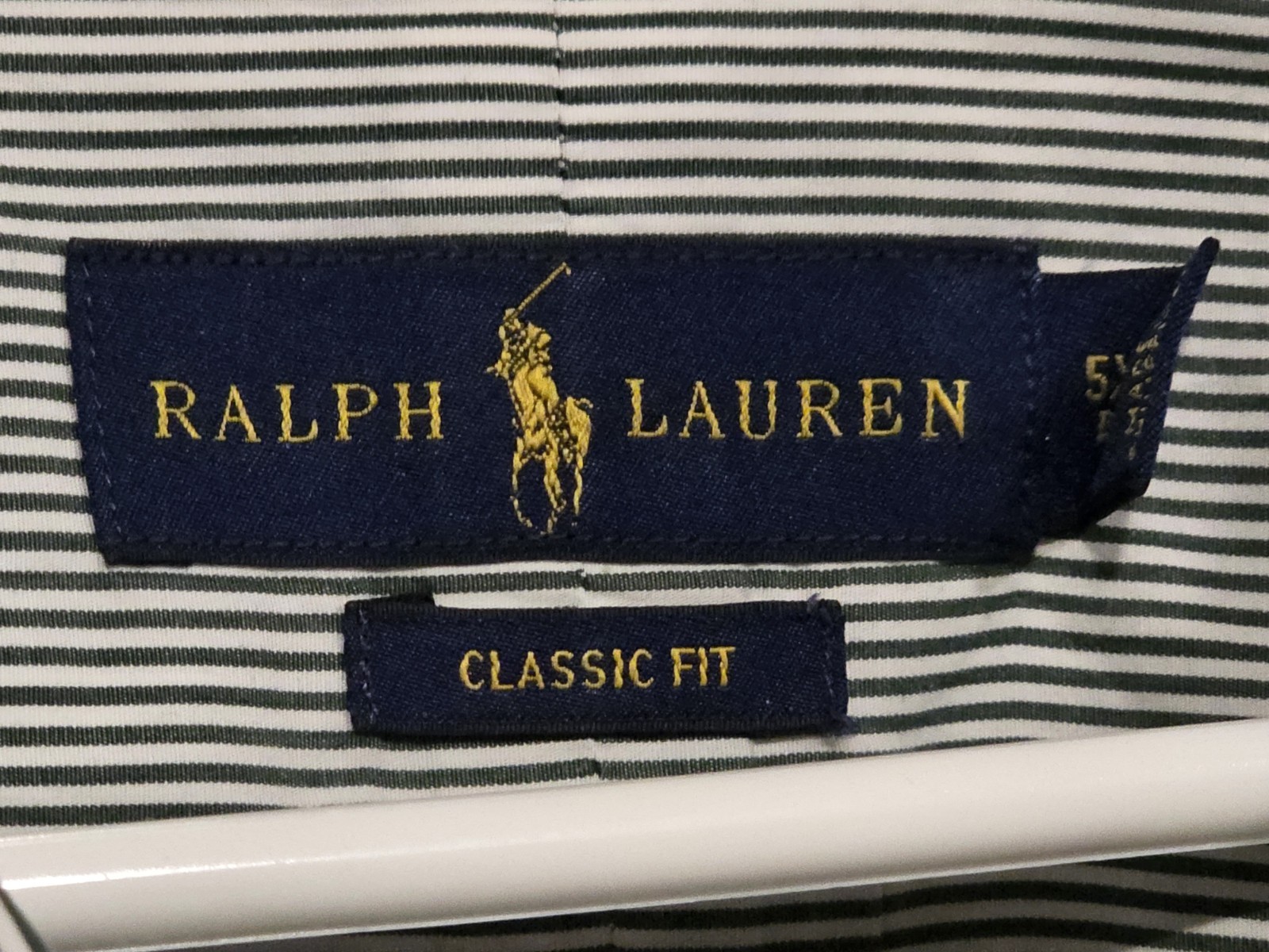 RALPH LAUREN Button Down Shirt Men’s 5XB BIG Navy White Striped Cotton