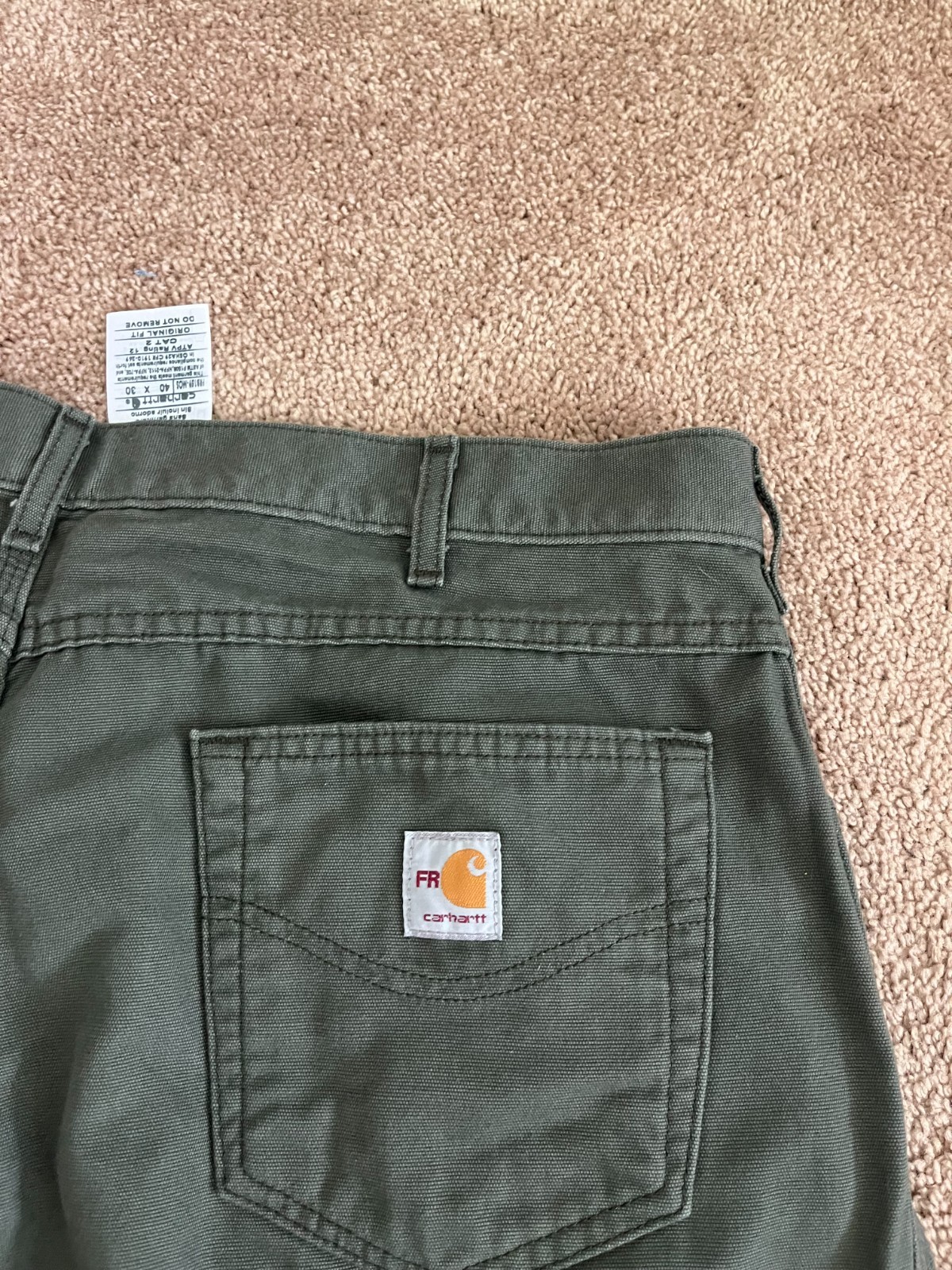 Carhartt FR Pants Men’s 40×30 Moss Green Midweight Canvas Flame Resistant 2112