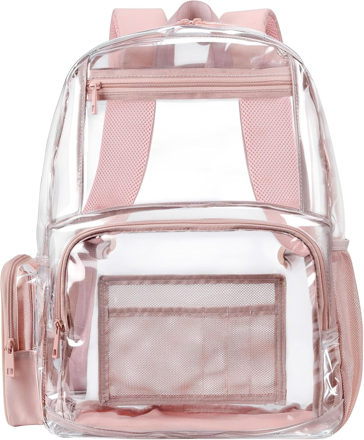 18In Clear Backpack for School Heavy Duty Transparent Bookbag for Girls | Pink,S