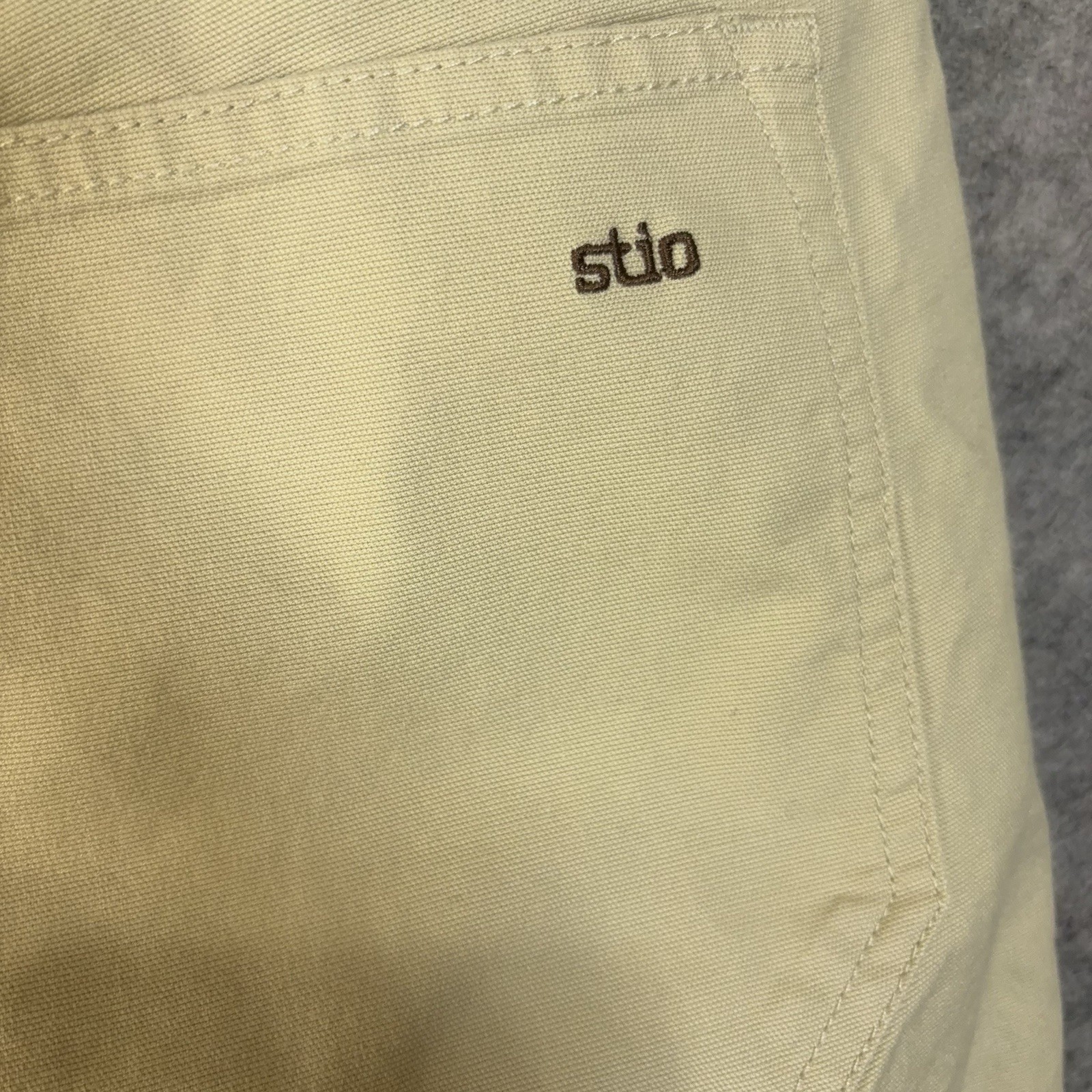 Stio Rivet Canvas Pants Jeans Mens 32×32 Yellow Beige Stretch Gusseted Versatile