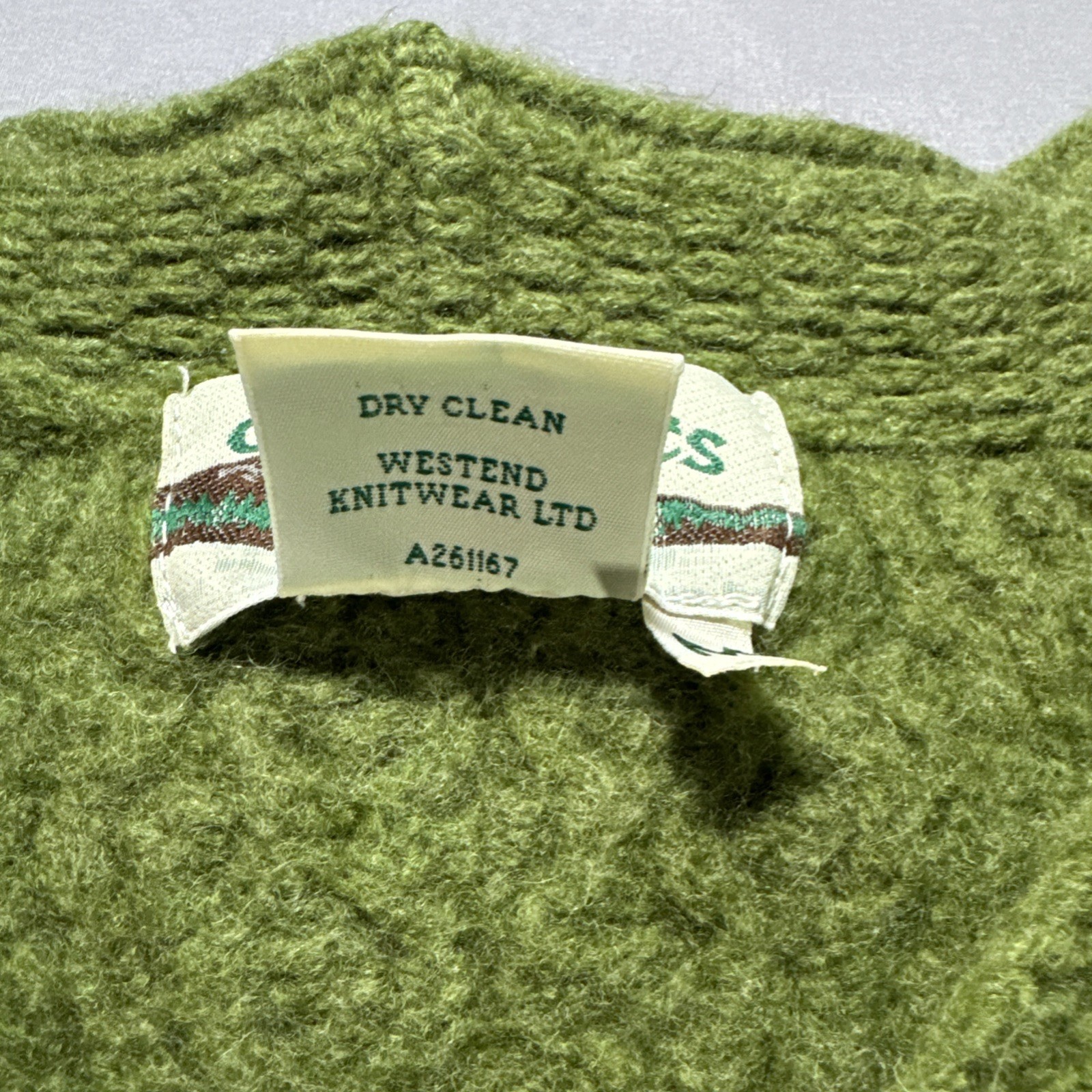 Aran Crafts Cable Knit Cardigan Womens M Green Merino Wool Ireland Cottagecore