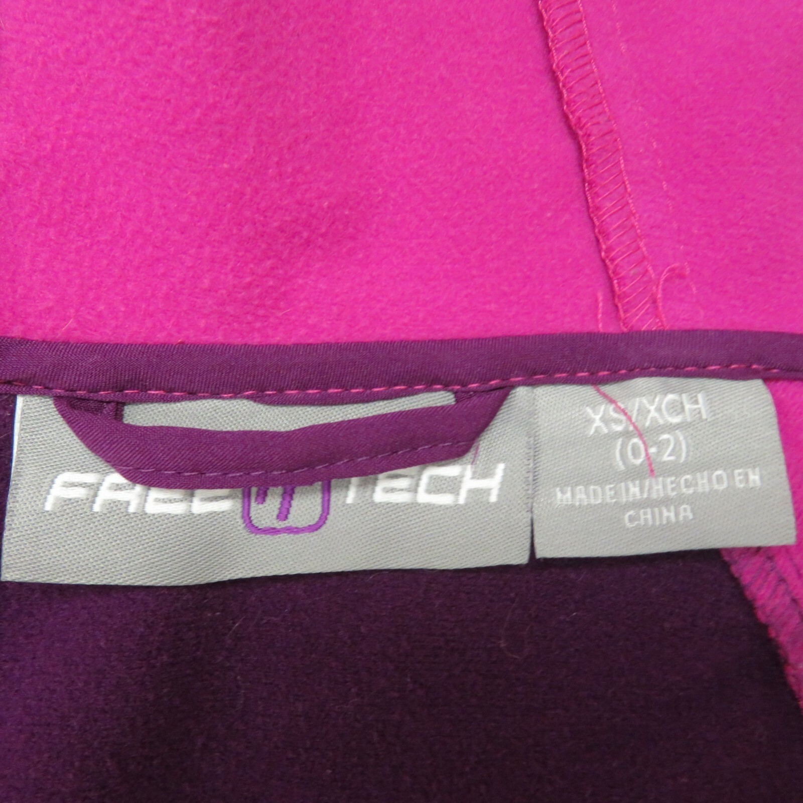FreeTech Jacket Womens XS 0-2 Purple Pink Coat Hooded Softshell Hiking Rain