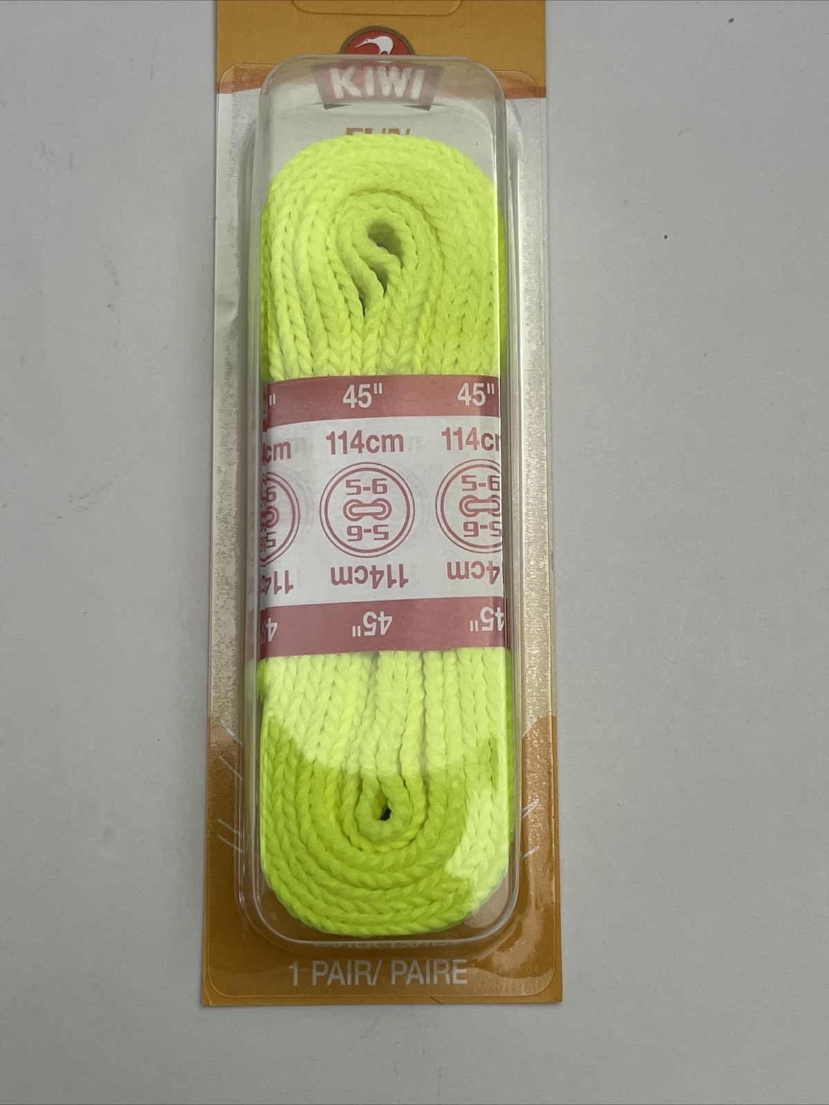 KIWI Style Shoe Laces Flat Neon Yellow 45 In Pair Eyelets New!