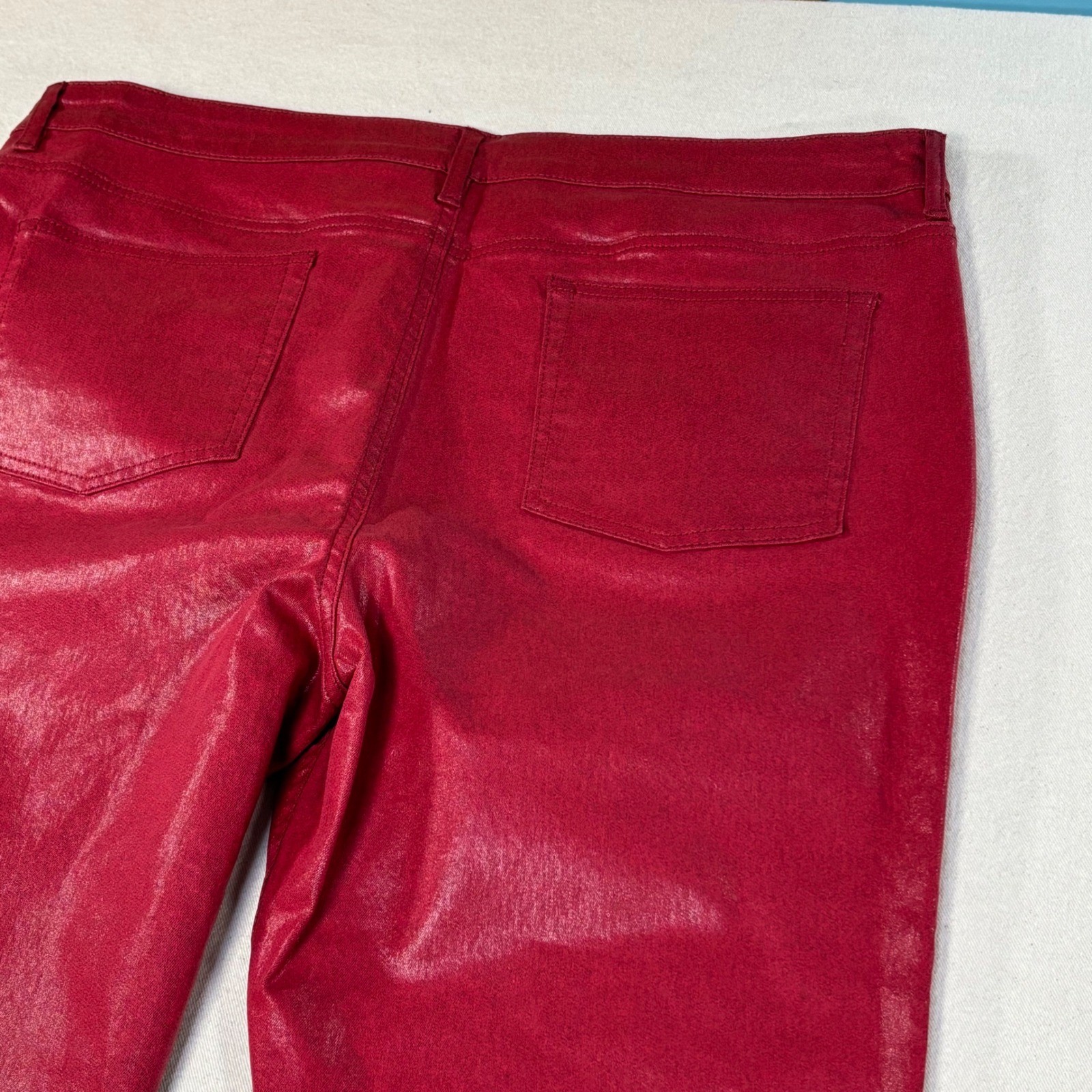 ASOS Curve Denim Red Faux Leather Pants High Rise Women Size US Size 18 NEW