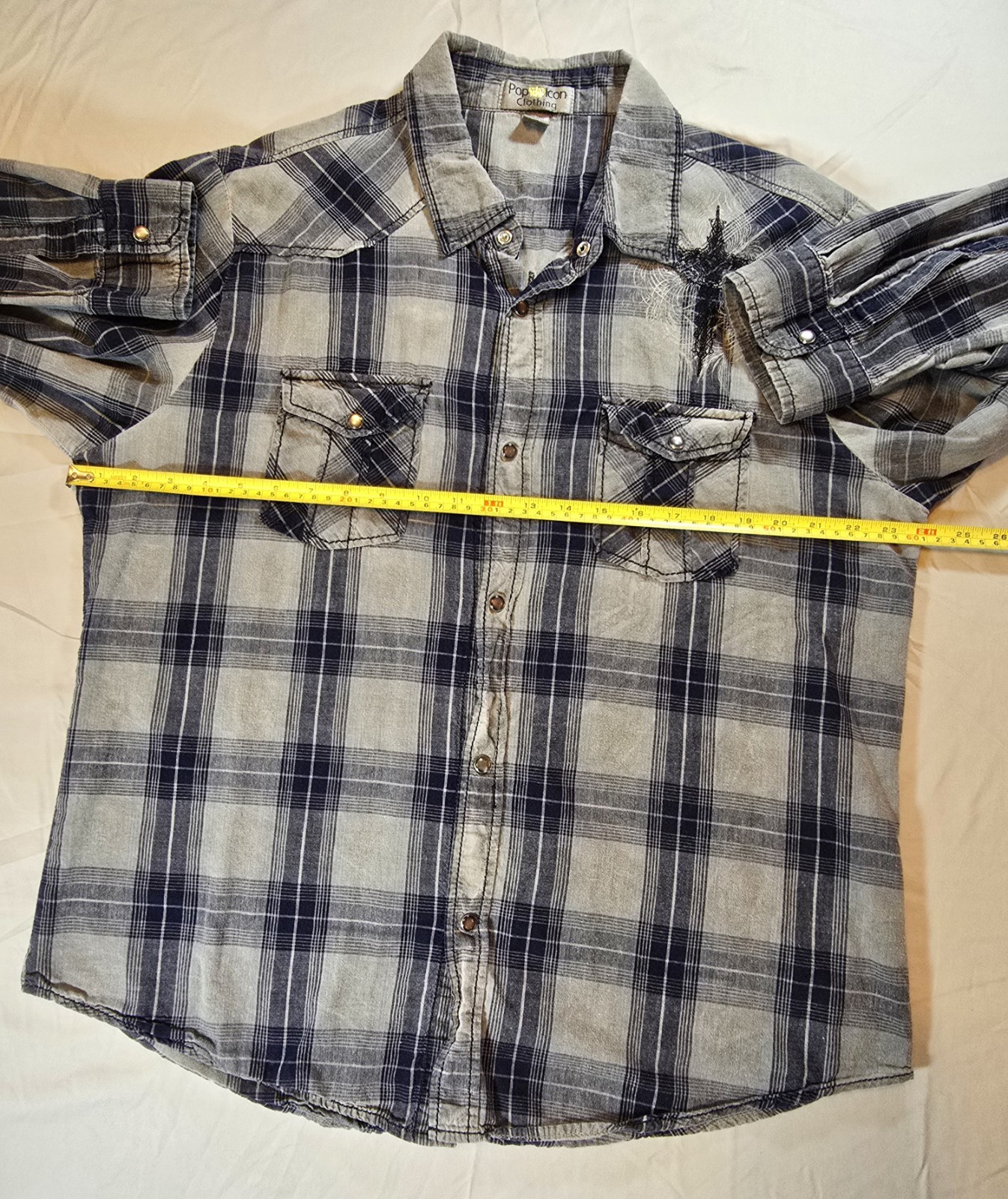 Buckle Pop Icon Clothing Mens XXL Button Up Shirt Western Embroidered Plaid