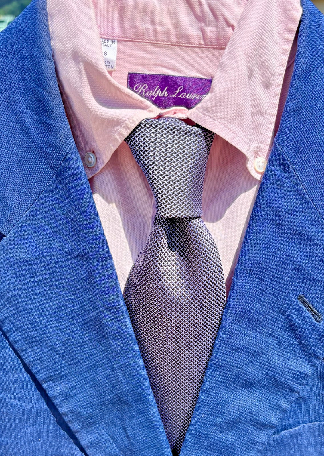 Ralph Lauren Purple Label Woven Violet-Blue Silk Necktie – England – $235.00