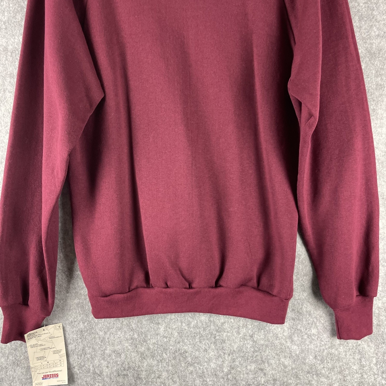 VTG Jerzees Sweatshirt Adult Large Burgundy Collared Preppy Academia USA 90s NWT