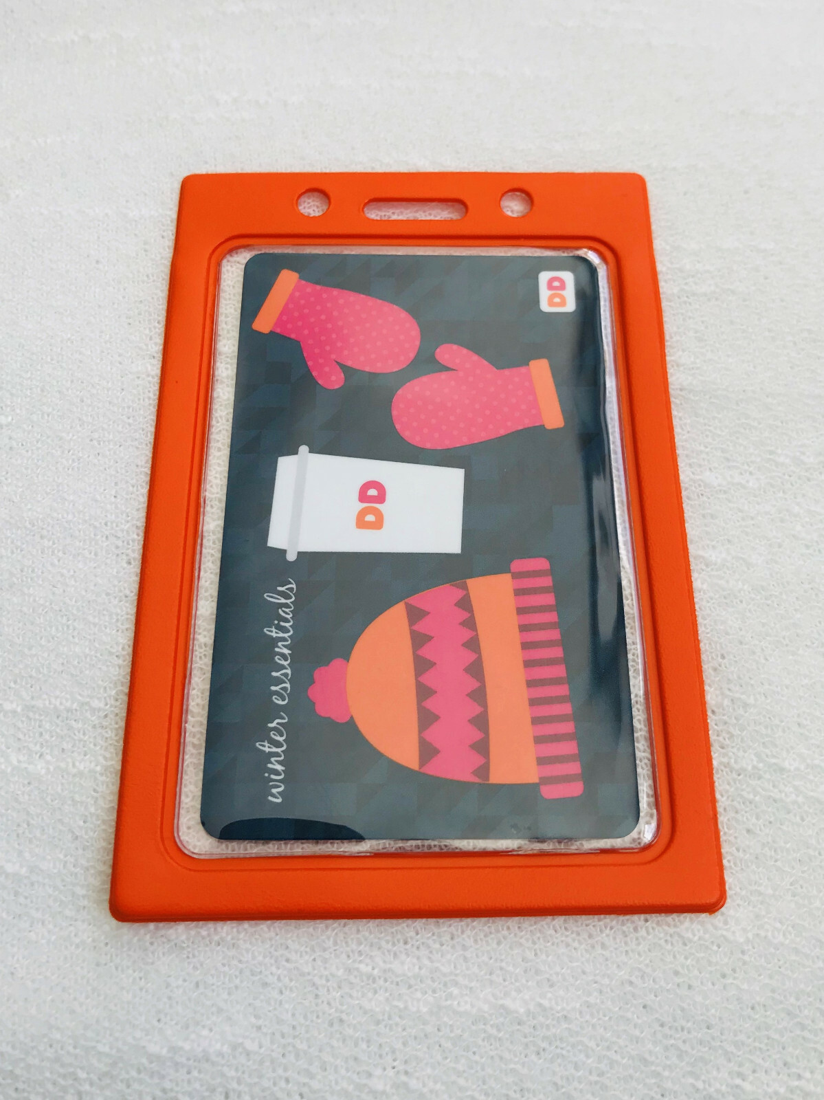 1 Orange ID Badge Holder Protector Vertical Clear Window with Color Vinyl Border