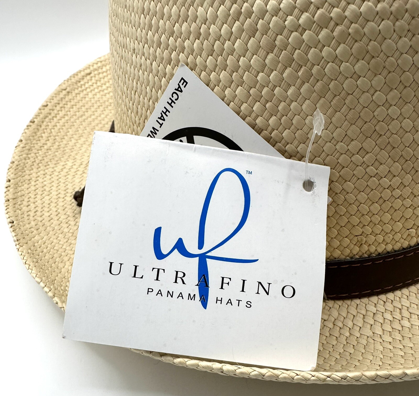 Ultrafino Austral Men Panama Straw Hat 7 1/4 Hand Woven Ecuador Toquilla Fedora