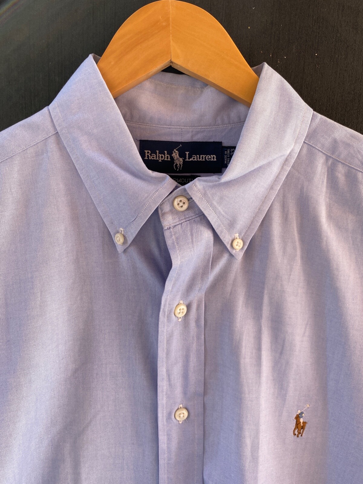 Ralph Lauren Yarmouth 100% Cotton Solid Blue Dress Shirt Men’s 16.5 – 33