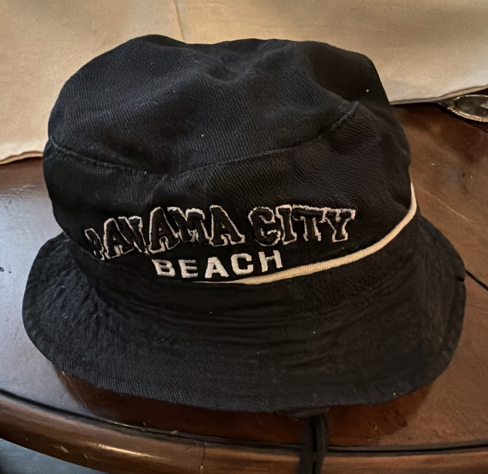 Men’s Black Solid Bucket Hat Embroidered “Panama City Beach” One Size Beach