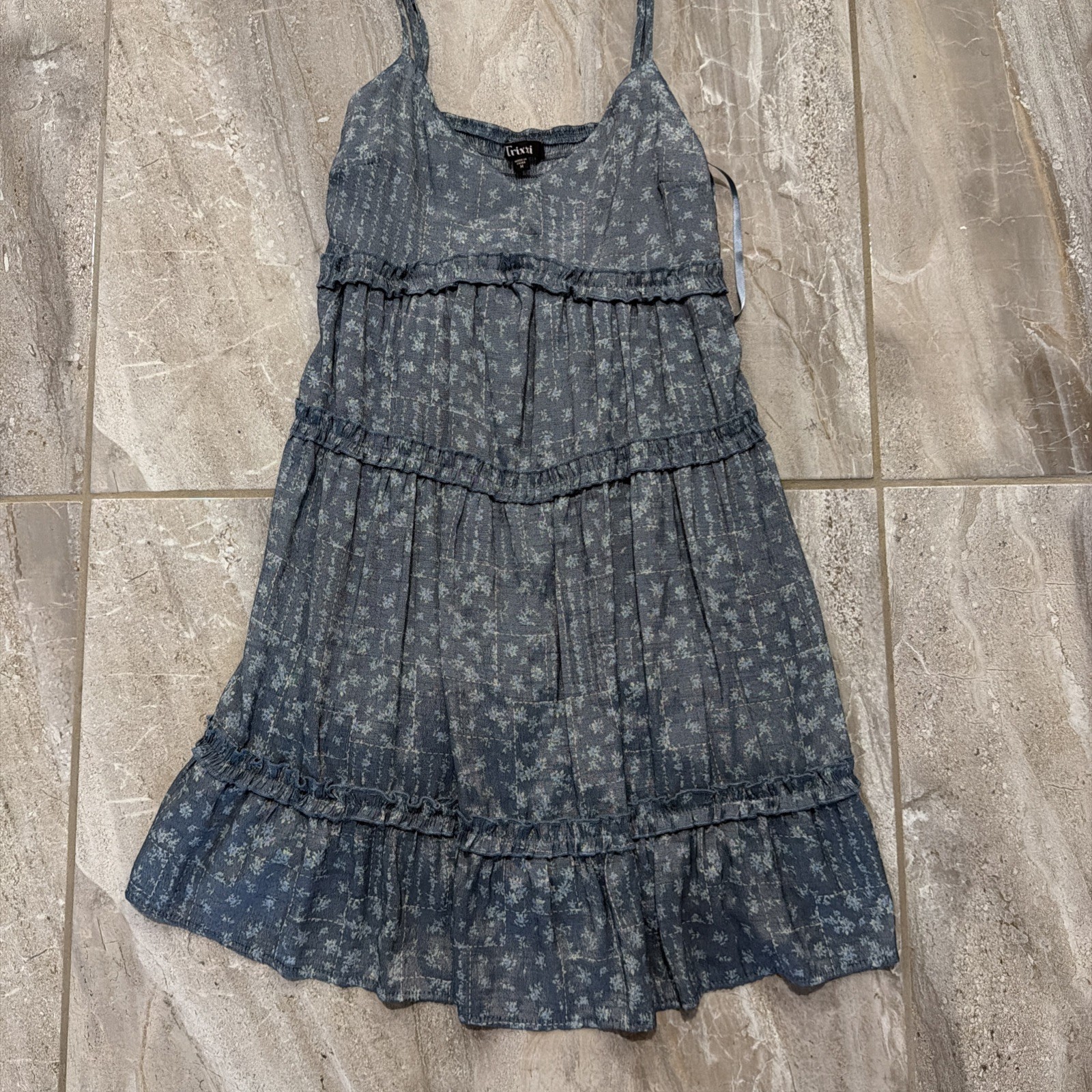 TRIXXI Womens Blue Adjustable Straps Lined Spaghetti Strap Dress M