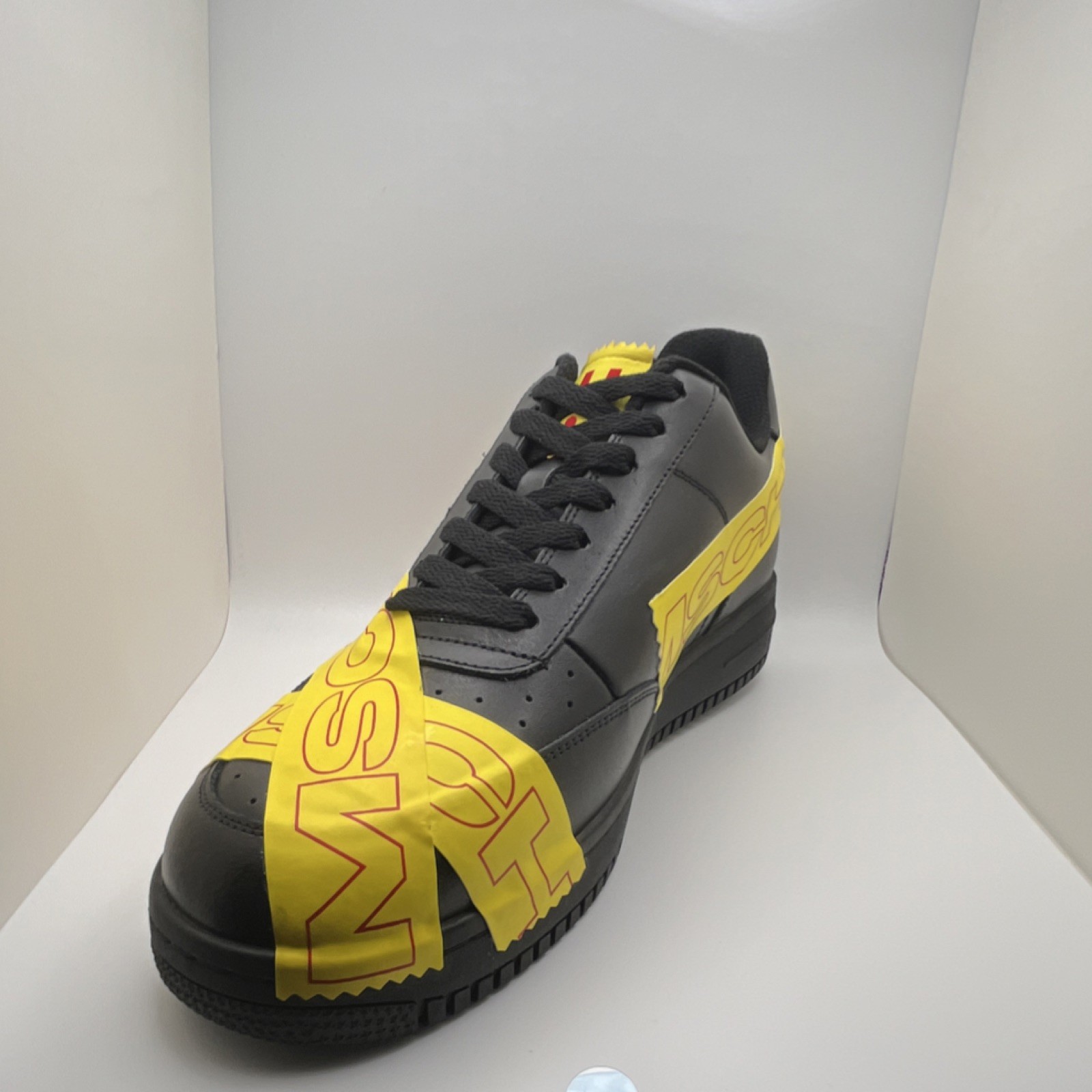 MSCHF TAP3 007 Black Yellow Low Top Lace Up Sneakers Athletic Shoes