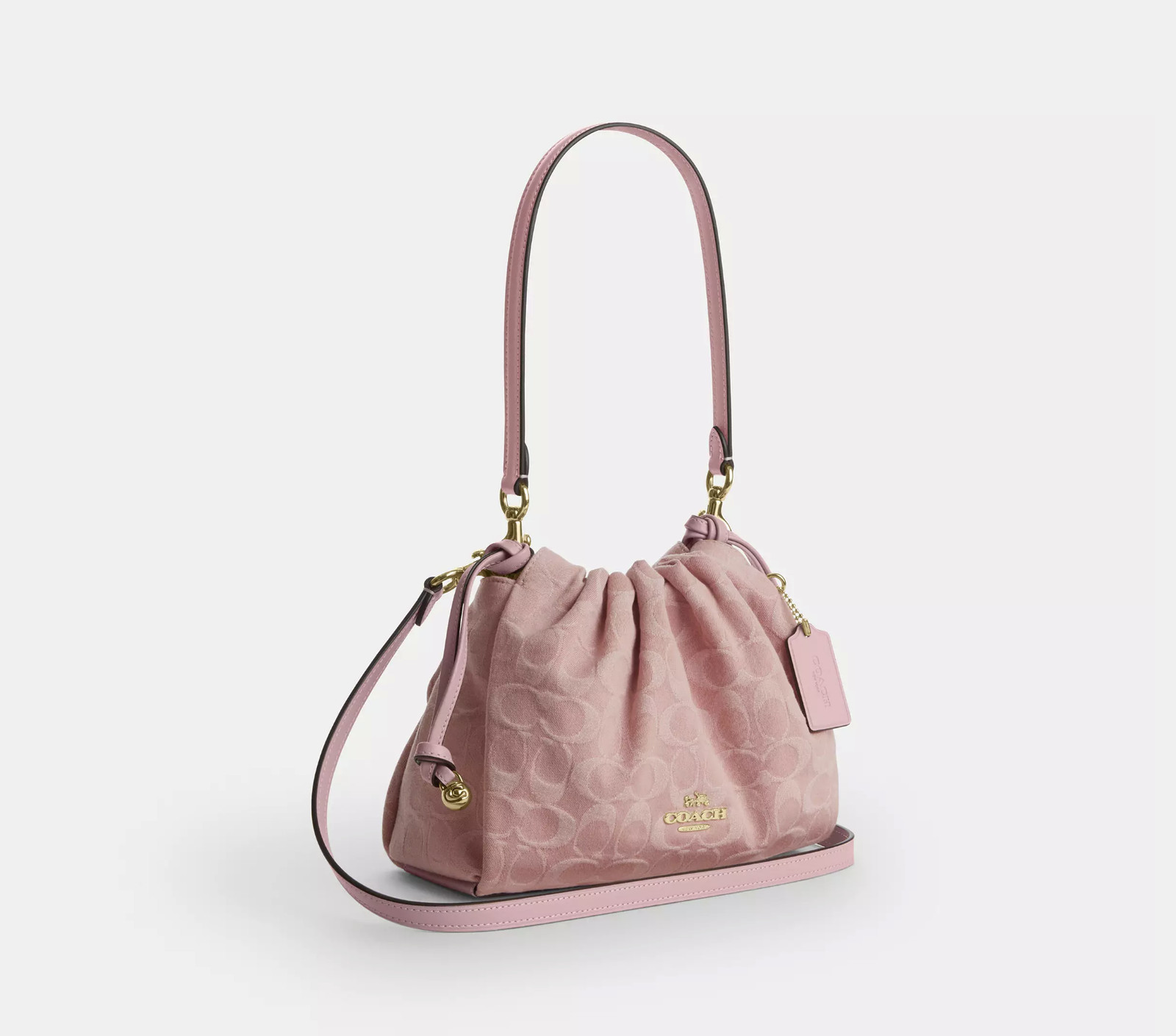 COACH Faye Drawstring Bag Signature Denim Light Pink CFD03 IMNH1 New Authenthic