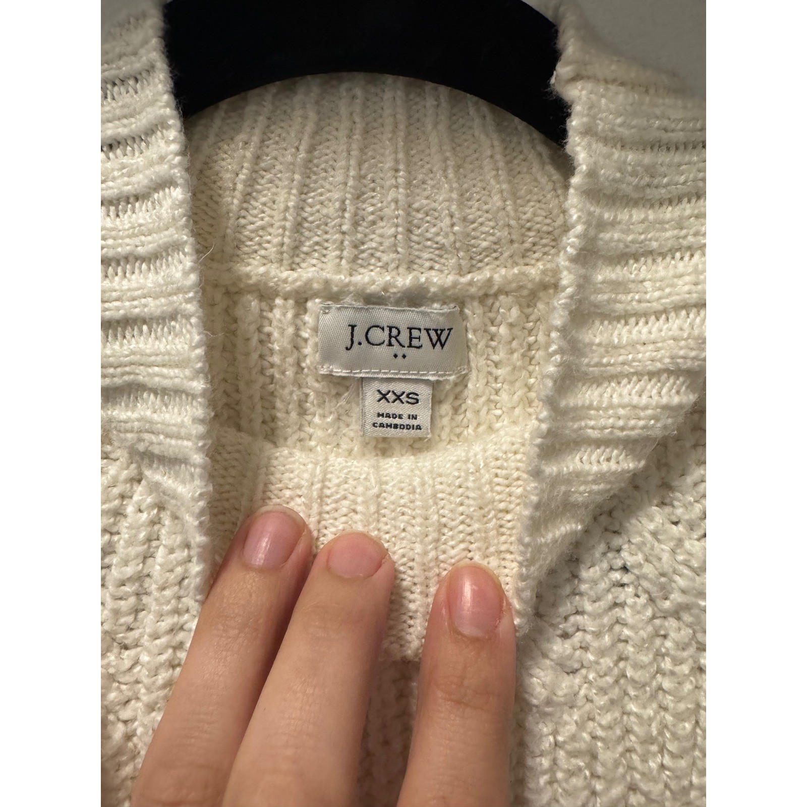J.Crew Ivory White Cable Knit Mock Neck Sweater Womens XXS Long Sleeve Pullover