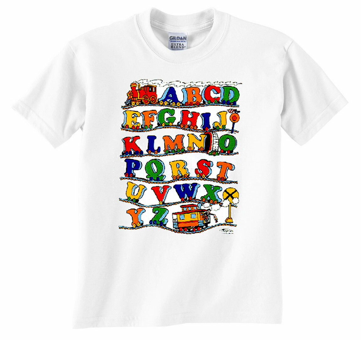 Daylight Sales ABCs Train Railroad Youth T-Shirt 100% White Cotton Tee Shirt