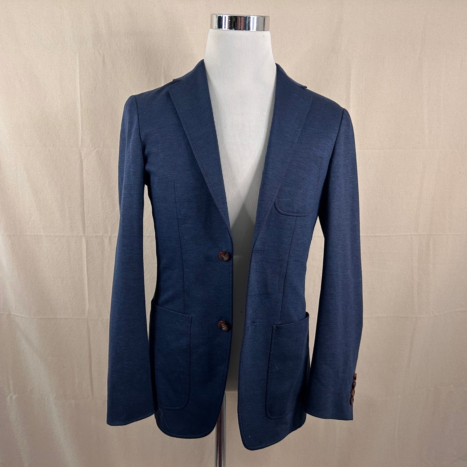 Trunk Club Custom 36R Sport Coat Dark Blue Two Button Vented Trevira Rayon