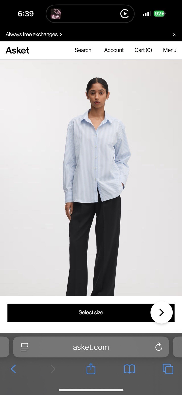 asket oxford Unixex L Striped White Blue