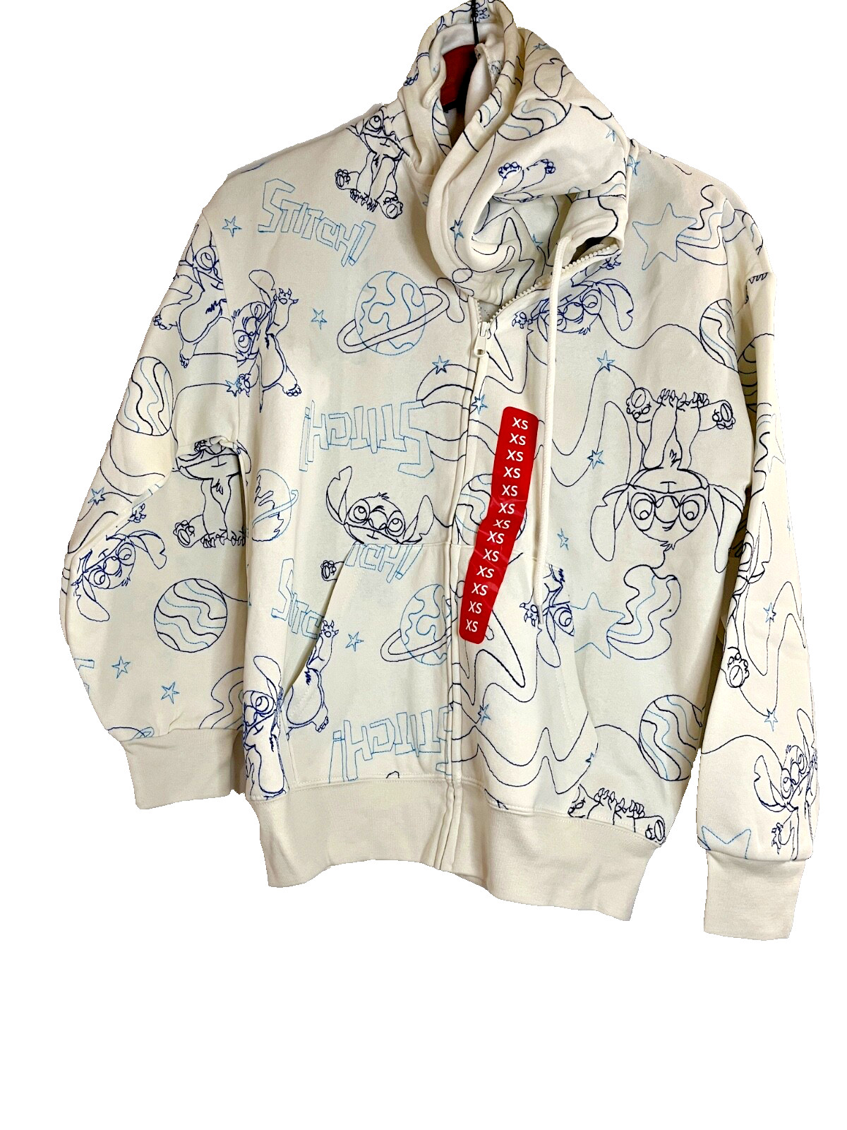 Disney Stitch Women’s Character Pockets Embroidered Zip Hoodie Jacket Upick Size