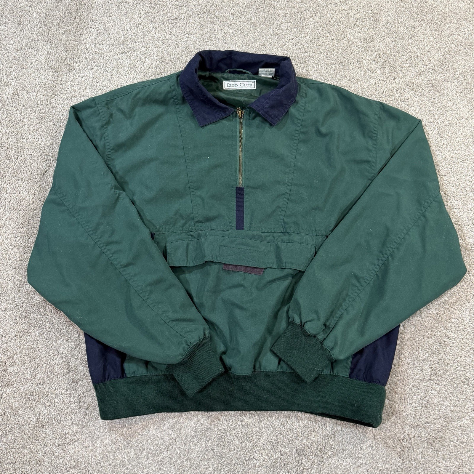 Izod Club Half Zip Pullover Jacket M Green Classic 90s Outdoor Retro Wear VTG