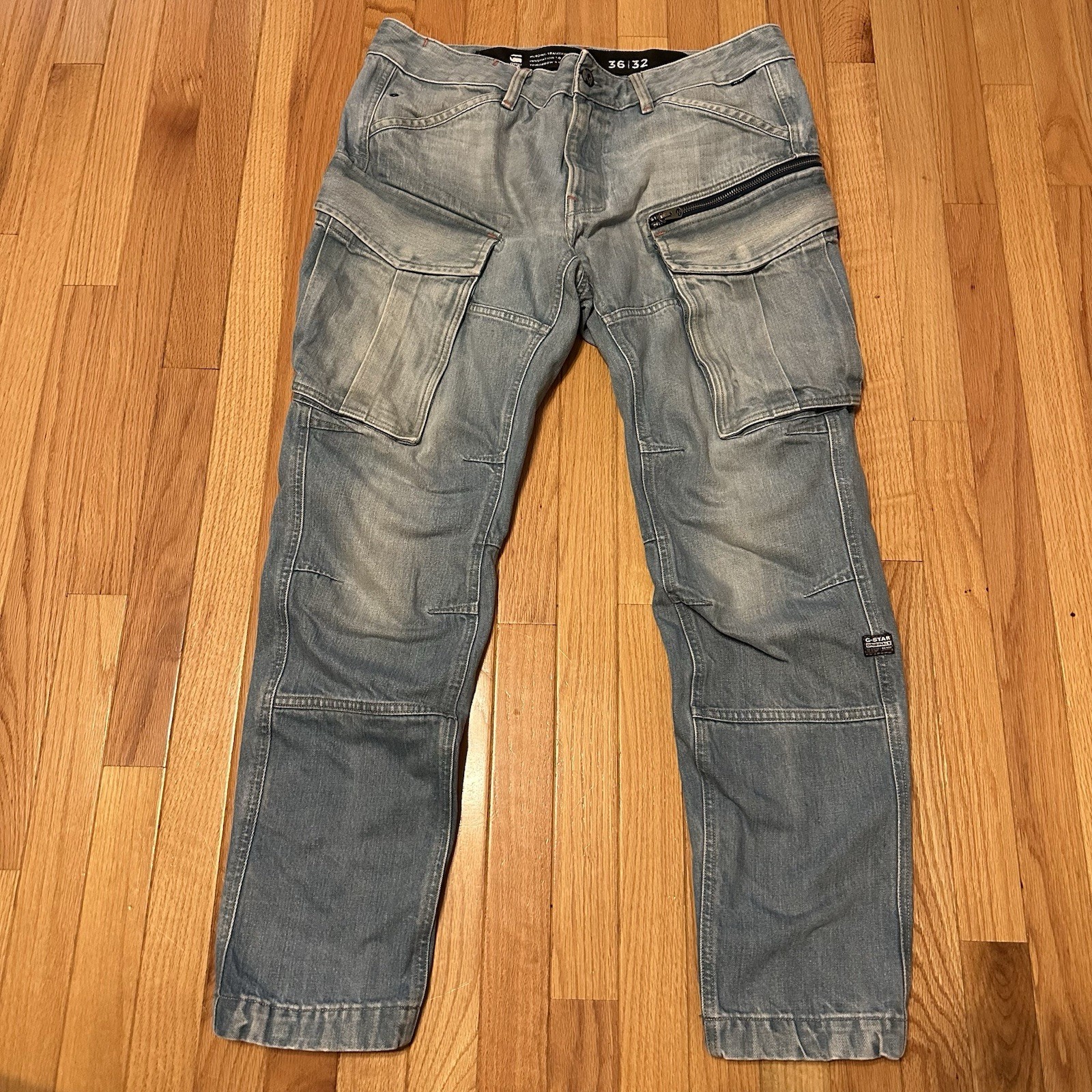 G-Star Raw VTG Rovic 3D Zip Regular Taper Cargo Jeans Mens 36×32 READ