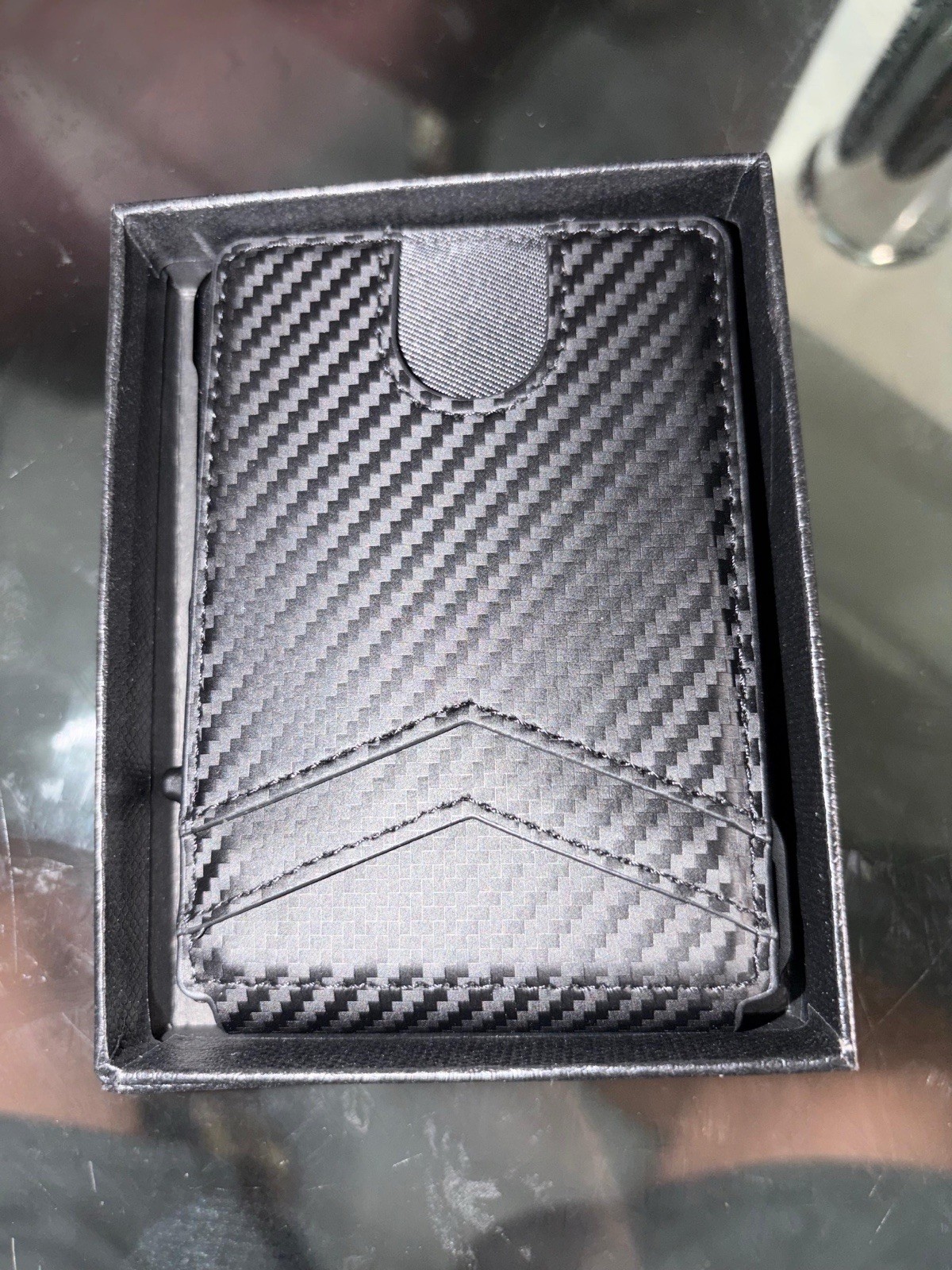 Black Carbon Fiber Pattern Slim Wallet Credit Card Holder for Men w/ Logo