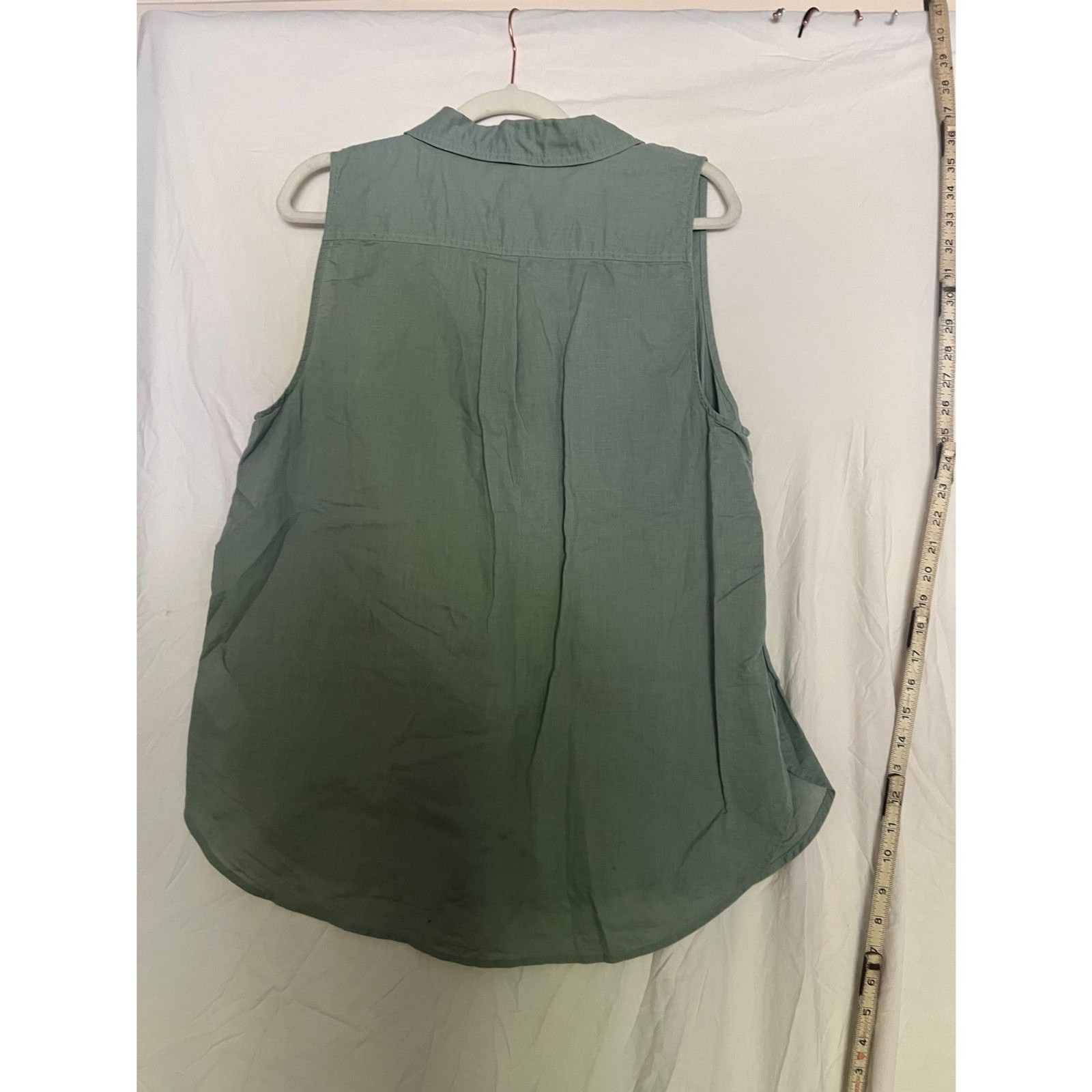 JCrew Linen Cotton Blend Sleeveless Tunic Shirt Sage Green Re-Imagined Large L