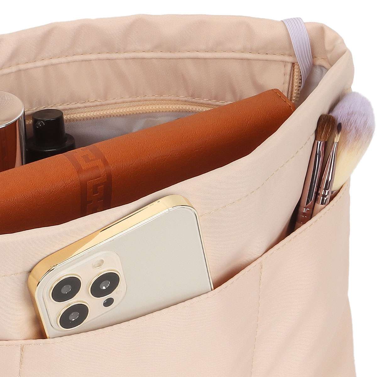 Multi Pockets Purse Organizer Insert with Zipped Top for Tote Bag Handbag Shaper
