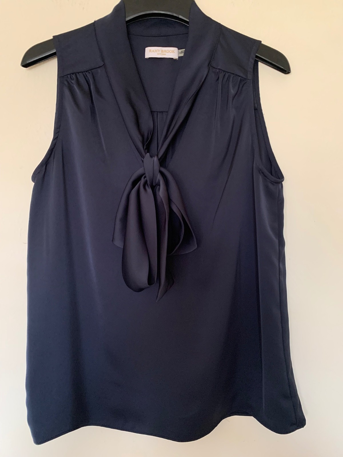 NEW Ramy Brook Tie Front Blouse in Navy Blue Size XS