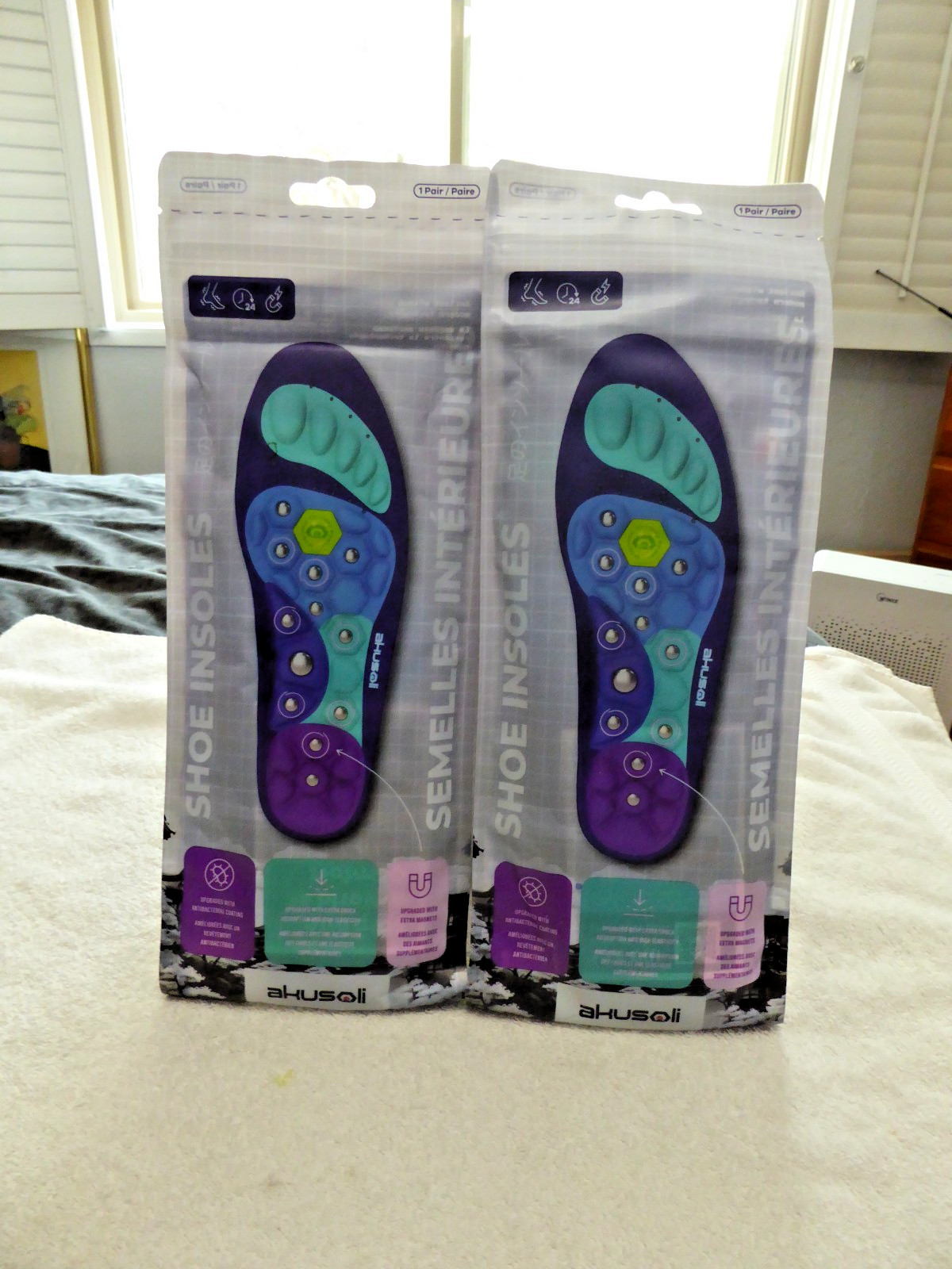 Akusoli Magnetic Acupressure Insoles S/M Women’s 5-10 Men’s 5.5-8 NEW Lot of 2