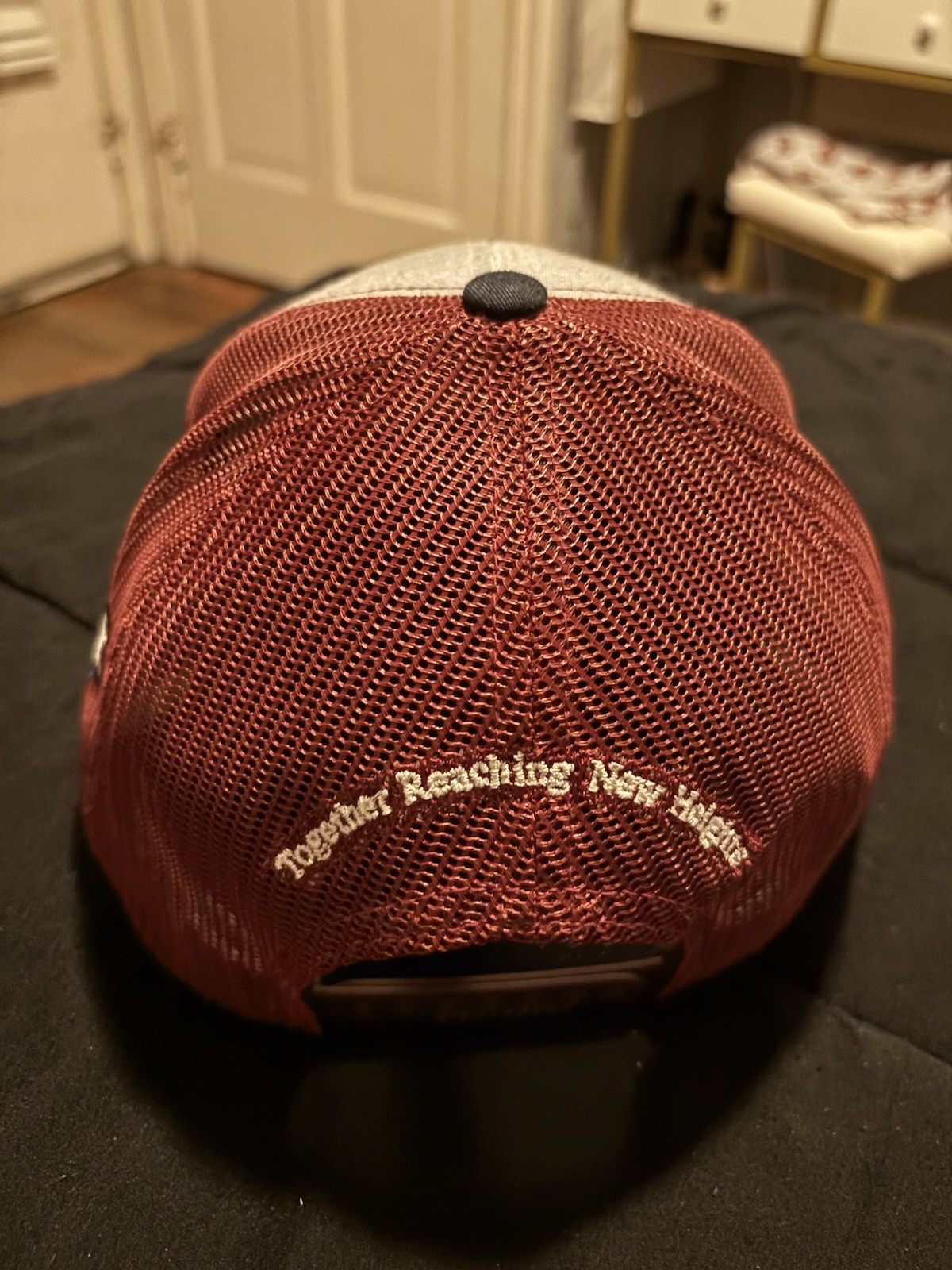 Richardson Trucker Hat Gray/Maroon/Navy Solid Mesh Back Adjustable One Size