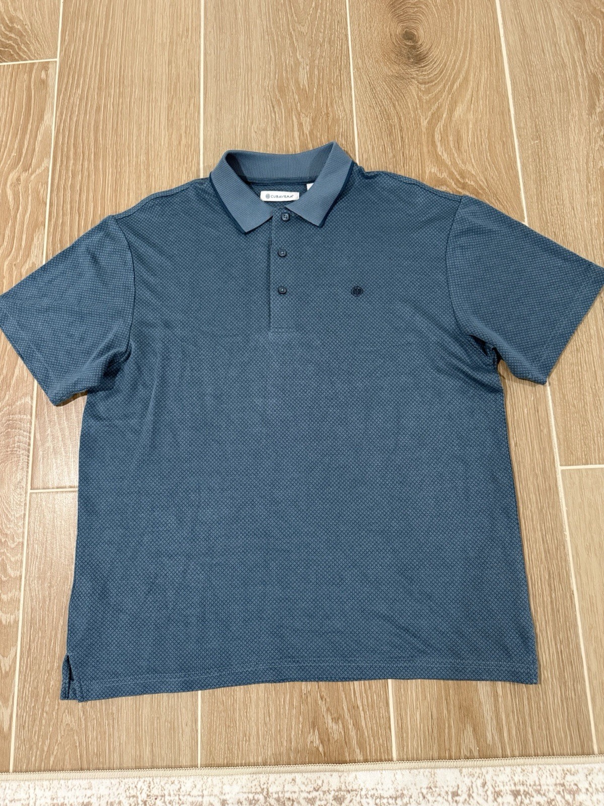 Cubavera Men’s Large Short-Sleeve Polo in Textured Teal