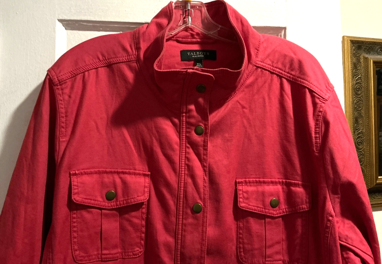 Talbots Plus Cotton Twill Safari Utility Jacket RED SZ‎ 3X PETITES