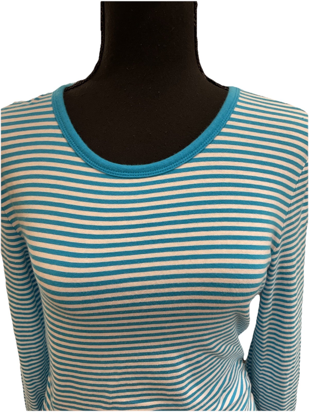 Michael Kors Turquoise And White Striped Tunic Long Slvs Zipper Up One Side PL