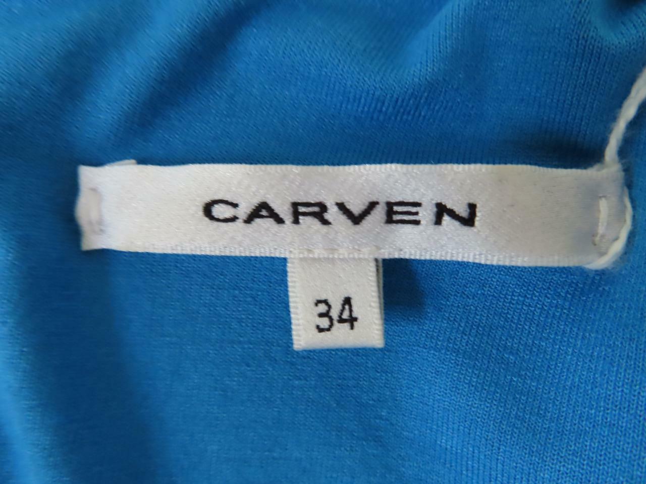Carven Turquoise/Navy Blue Colorblock Mixed Media A-Line Dress Size F 34/US 2