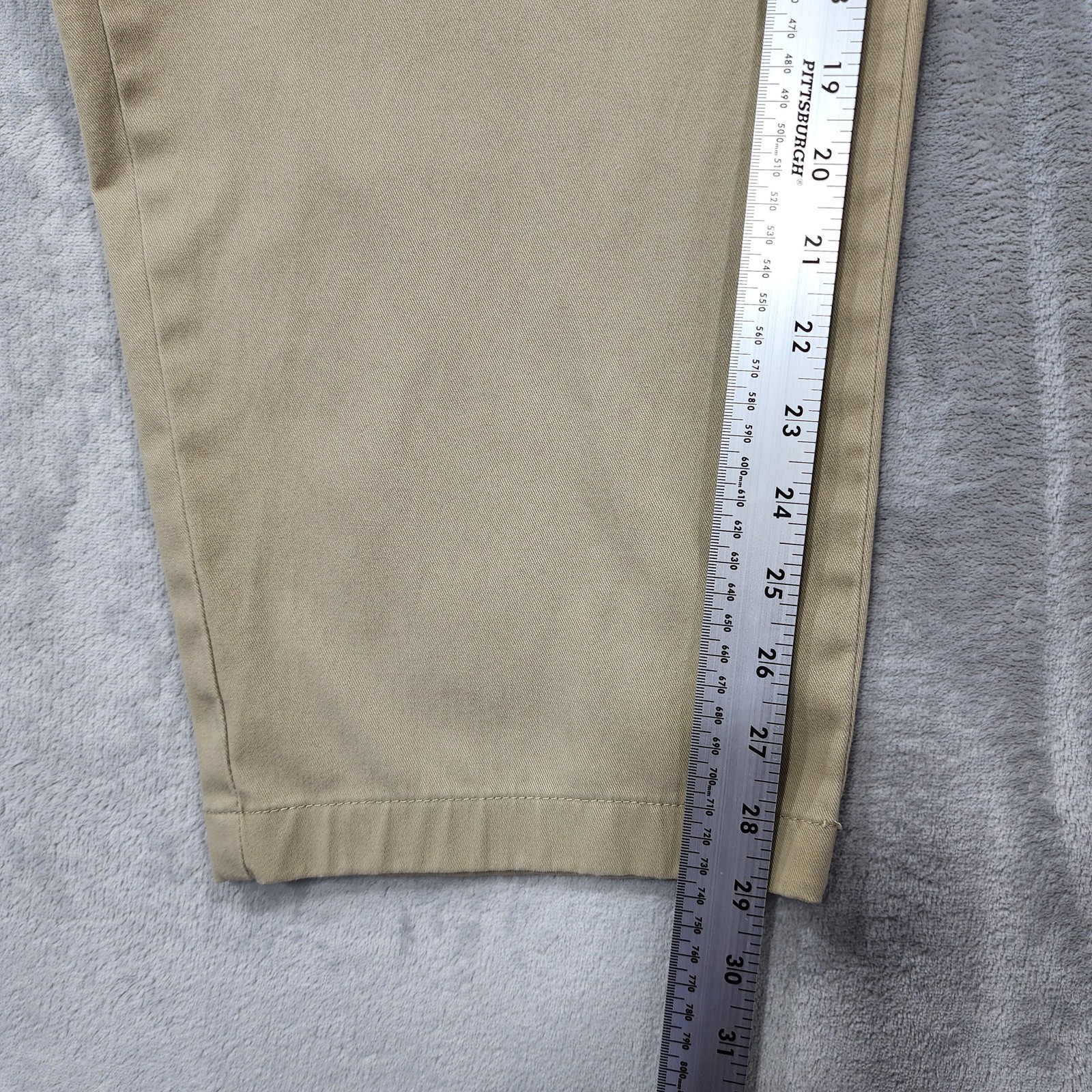 George Pants Mens 46×30 Beige Flat Front Chino Tapered Stretch Office Casual