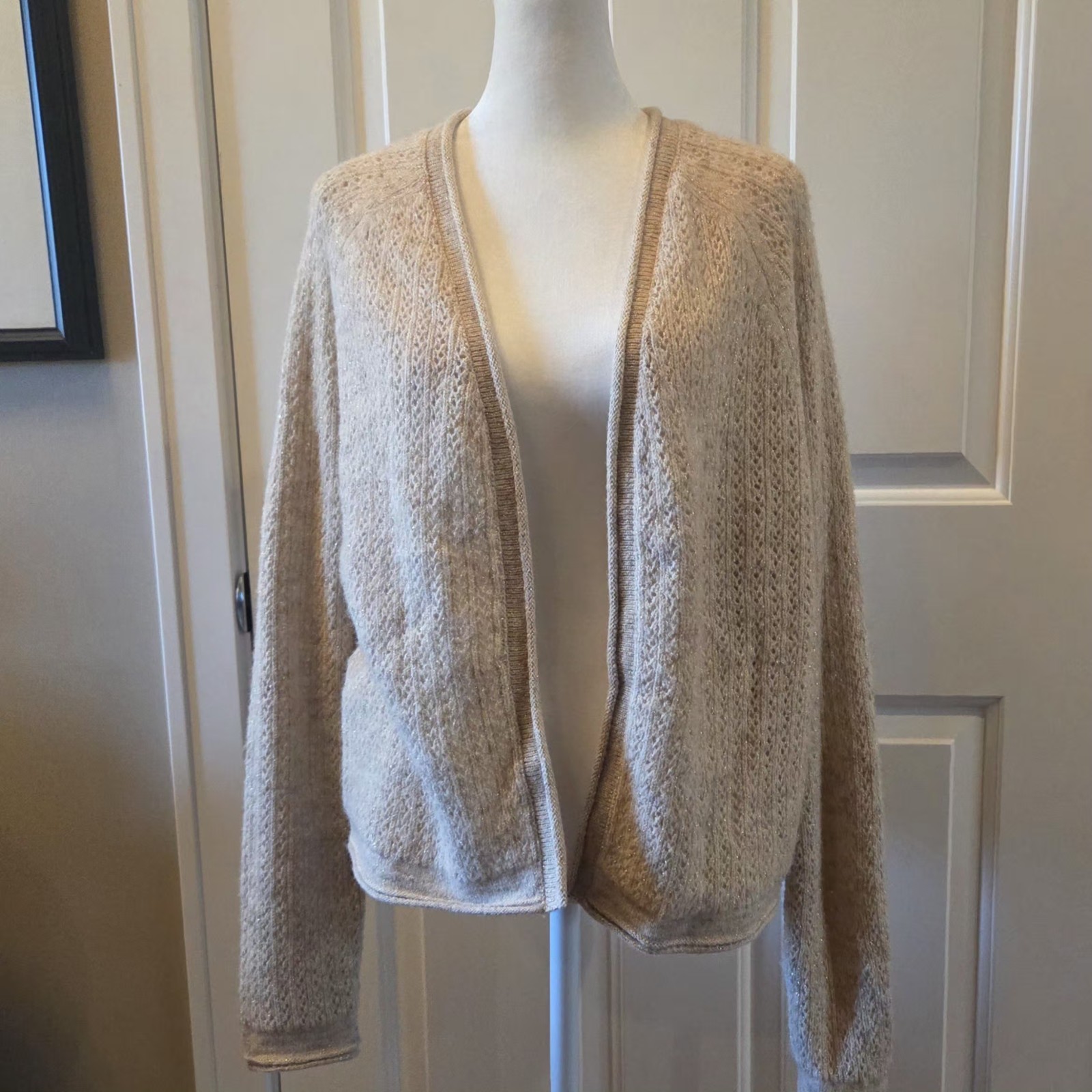 Croft And Barrow Cropped Cardigan With Sparkle Womens L All Seasons NWOT