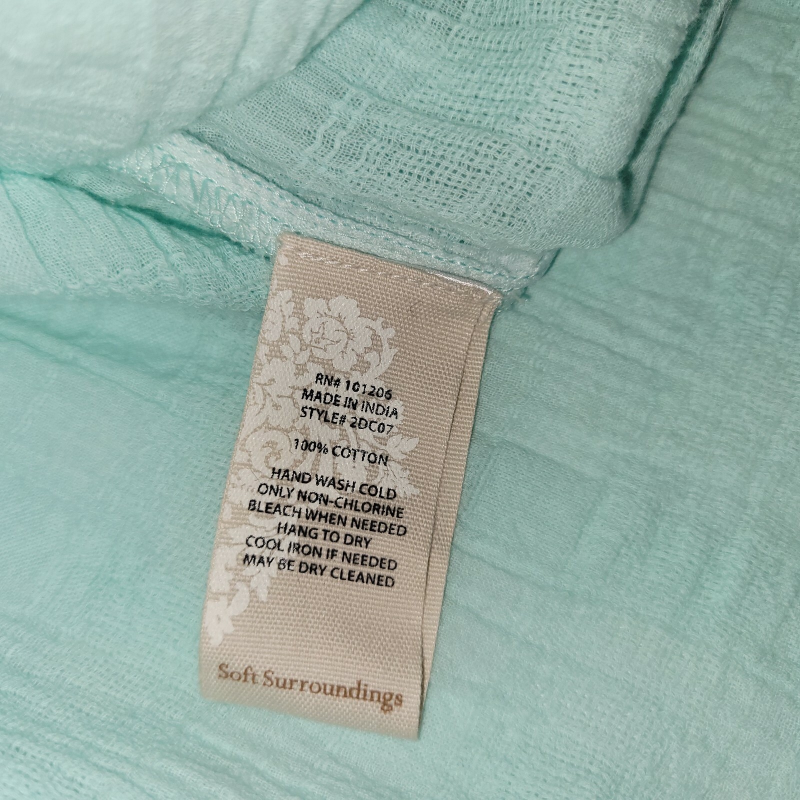 Soft Surroundings Gloria Gauze Henley Tunic Top Clearwater Blue 2DC07 M 10-12