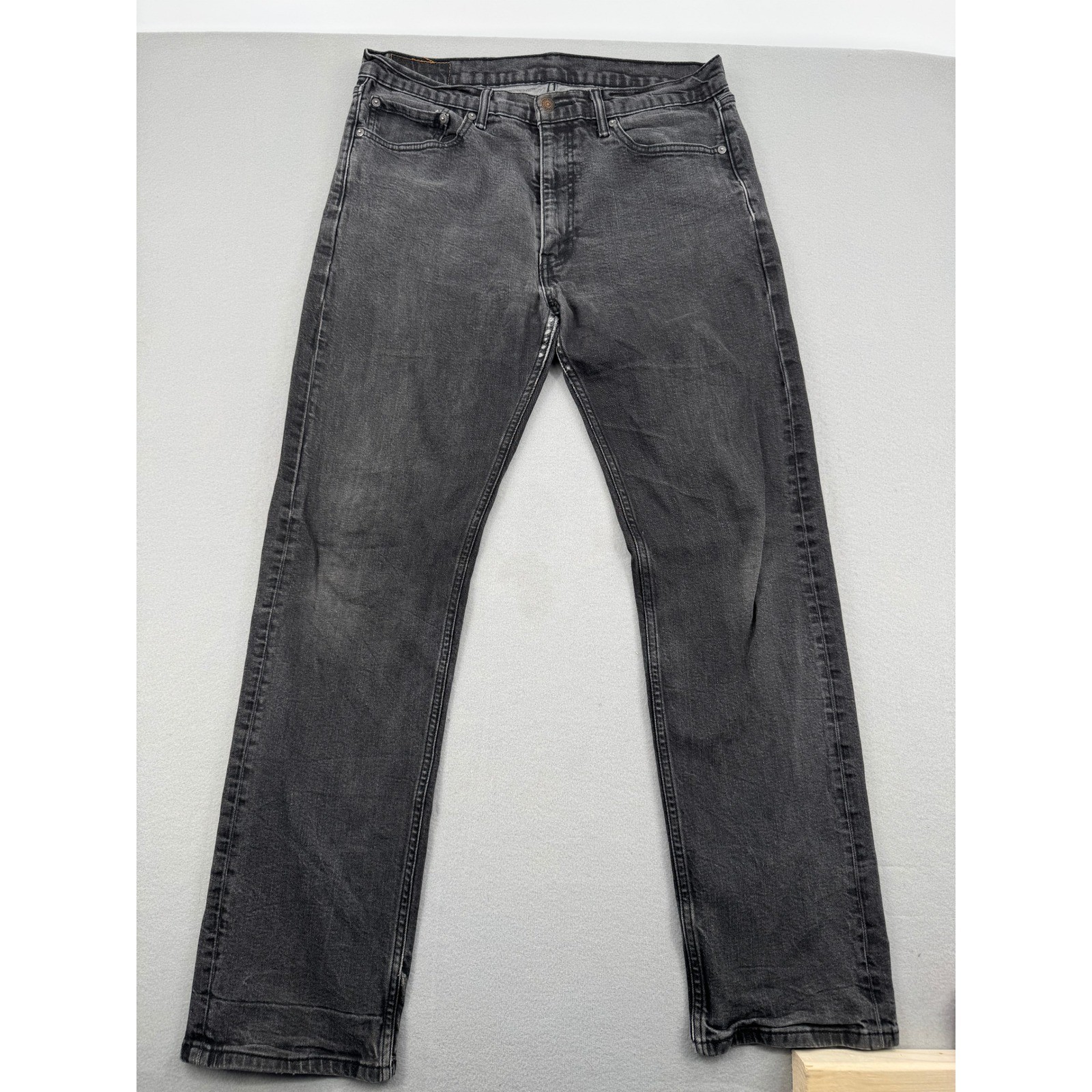 Levis 505 Regular Fit Jeans Mens 36×34 (36×32) Faded Black Straight Leg Denim