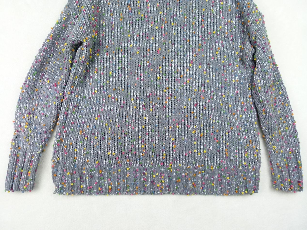 Seven7 Women Small Gray Confetti Chunky Knit Polyester Blend Pullover Sweater