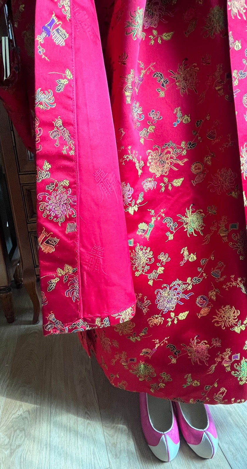 Unique 40-Year Vintage Korean Traditional Clothes Silk Durumagi Hanbok Full Set