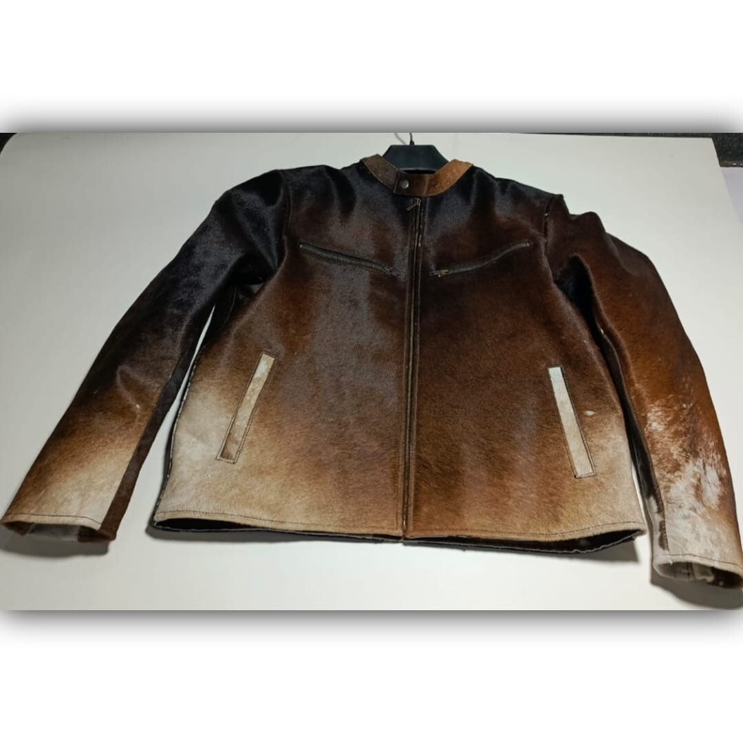 Men’s Western Cowhide Jacket with Real Hair-on Pony Skin And Cow Print Jacket 63