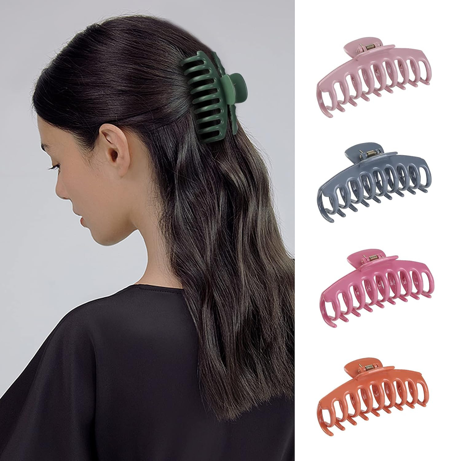 12 Pack Hair Claw Clips Large 4.3 Inch Hair Clips Stylish Barrettes in 12 Colors