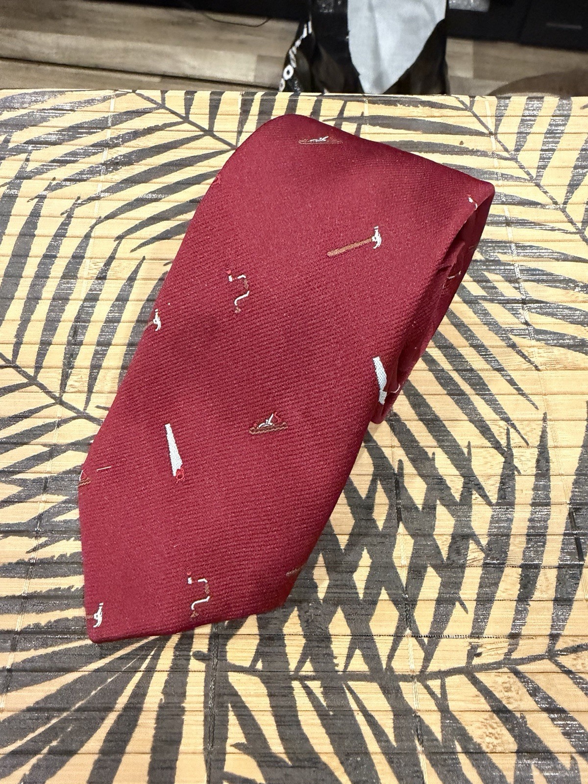 Vintage SCHRETER This Old House PBS TV Show Tie Maroon Burgundy Hand Tools