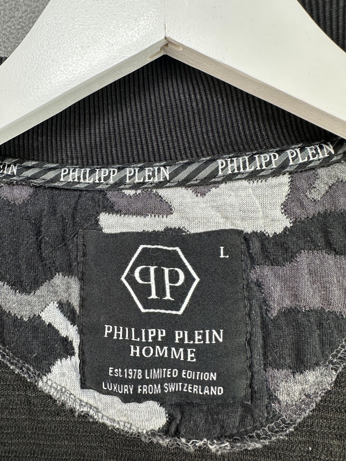Philipp Plein Jacket Large Bomber Camo Quilted Zip Fighter Jet Hex Patch FLAW