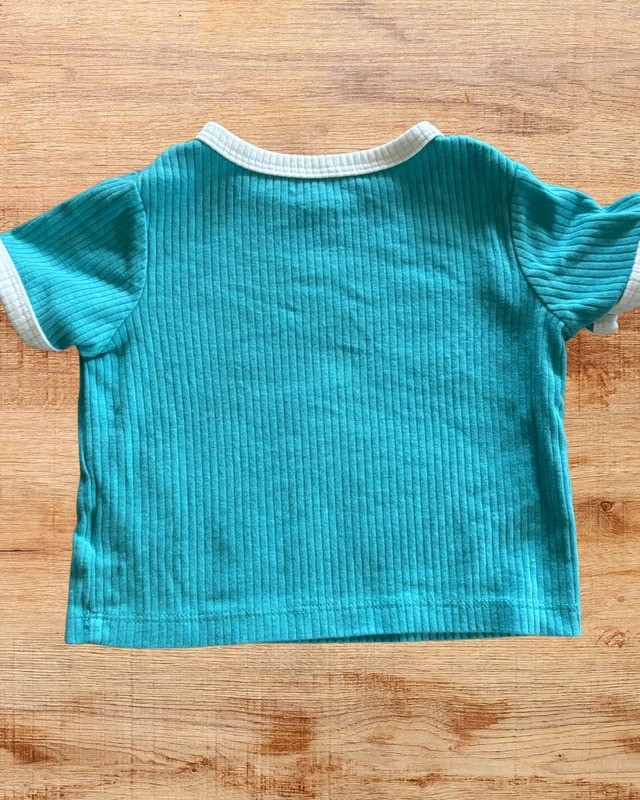 Cat & Jack 6-9M Blue Ribbed 2 Piece Baby Outfit Shirt & Shorts