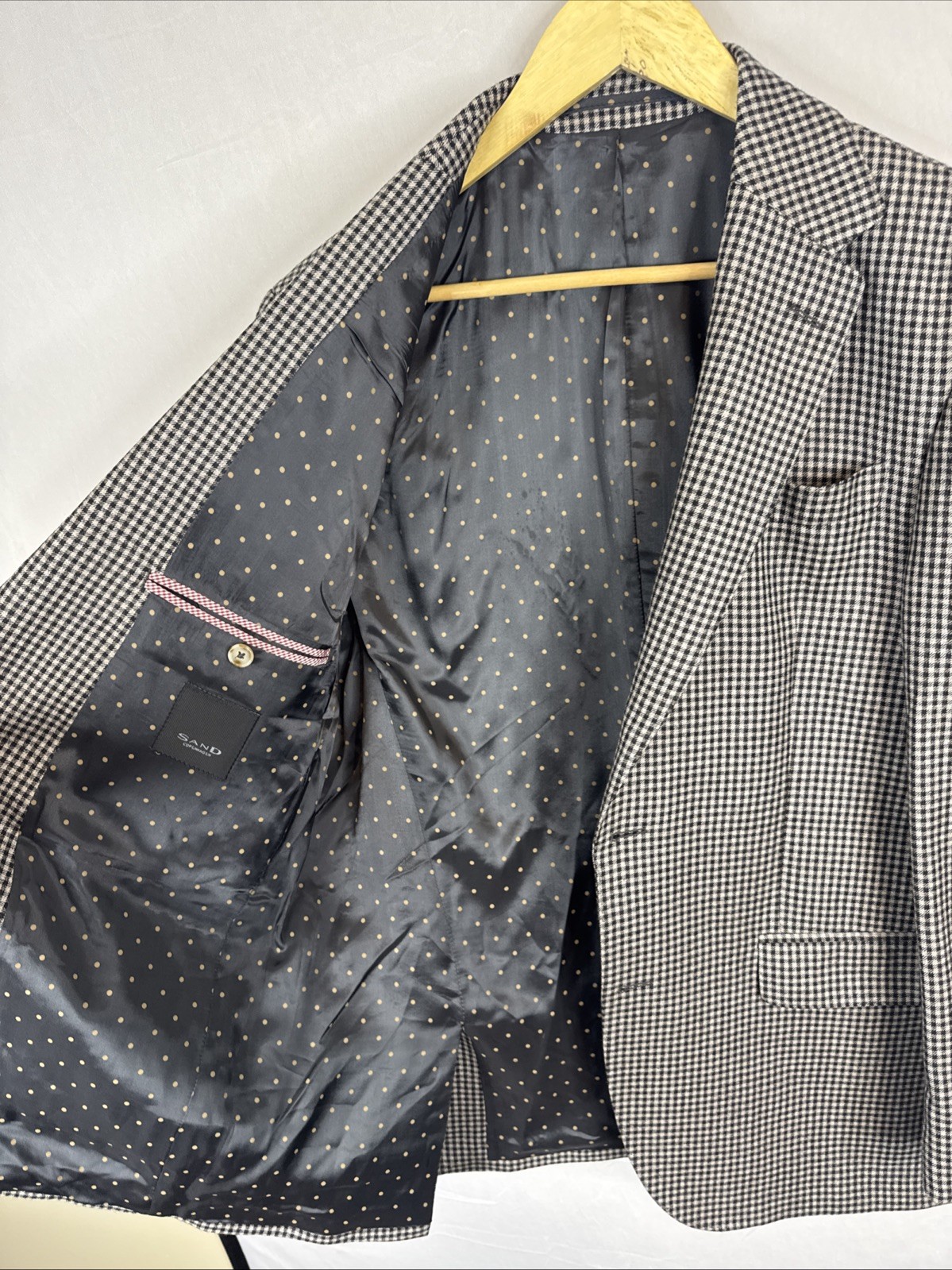 Sand Copenhagen Reda 1865 Wool Blazer Houndstooth Black White Men 42